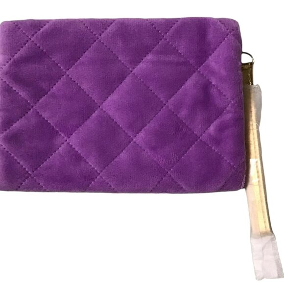 IPSY Glam Bag wristlet purple Velvet Gold Zipper - Picture 3 of 3